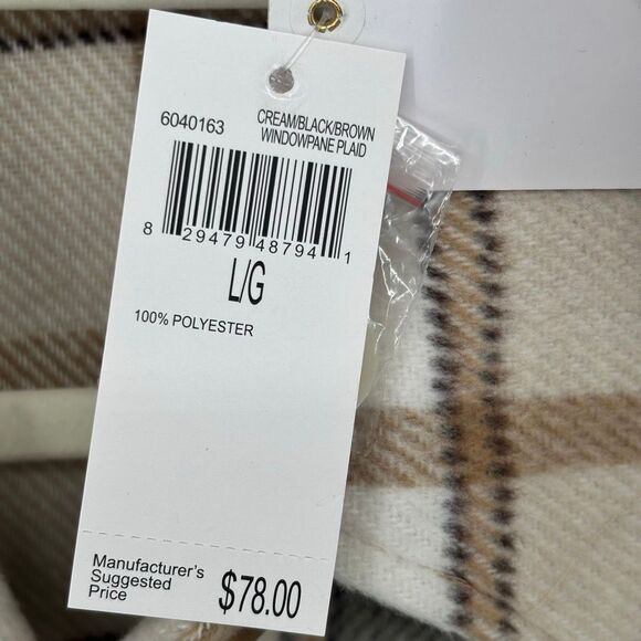For the Republic Plaid Shacket Beige Gray Oversize Button Front Jacket Large NWT - Picture 3 of 9